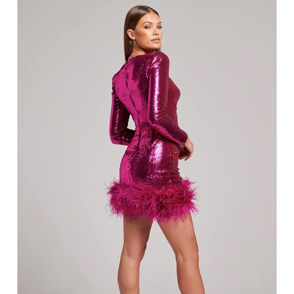 Nadine Merabi sequin and feather dress - Picture 4 of 10
